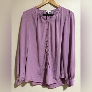 Nine West Mauve Button-Front Blouse